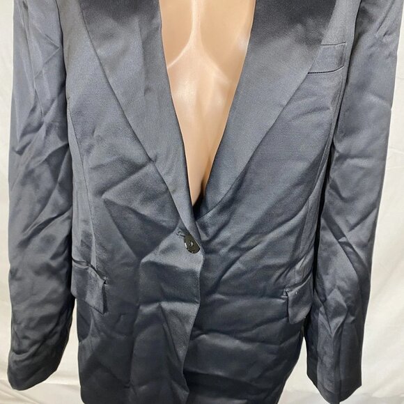 NEW BANANA REPUBLIC  Women's Satin Single-Breasted Suit Jacket Size 12T Black - Picture 12 of 14